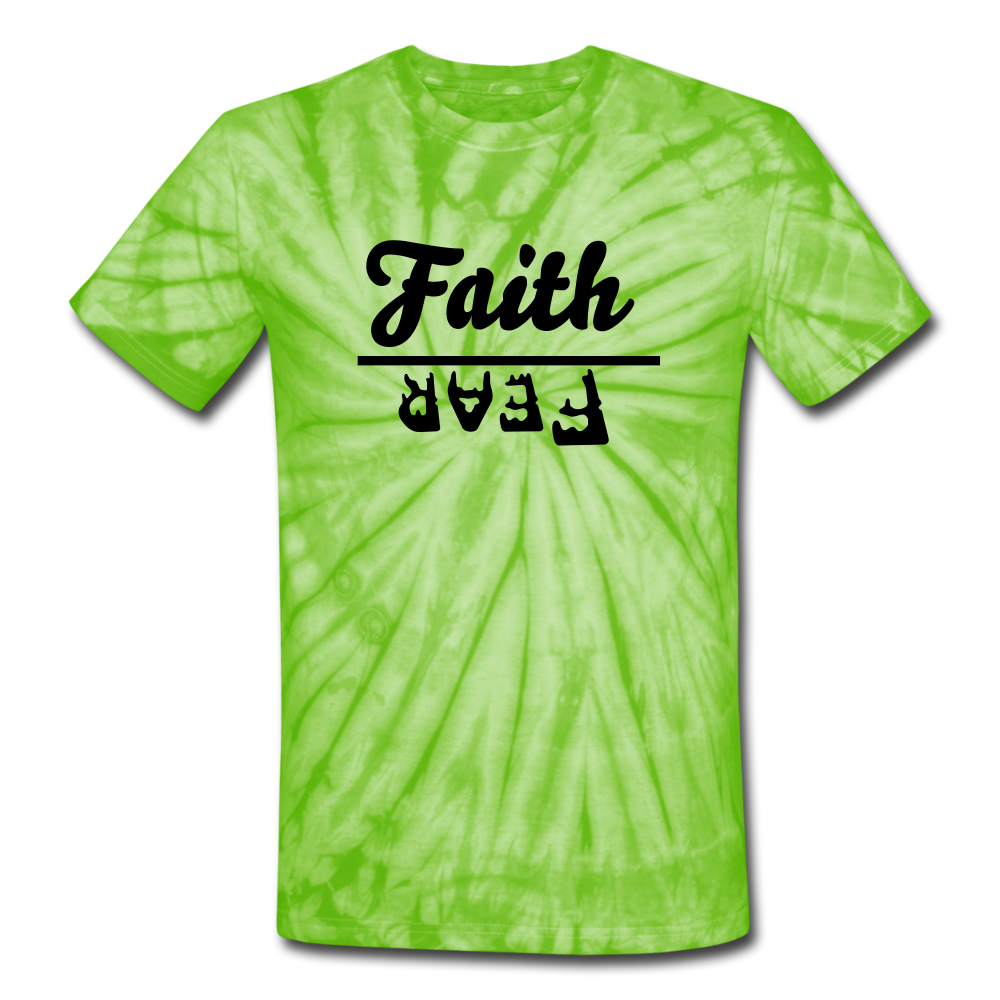 Faith over Fear Tie Dye Tee - spider lime green