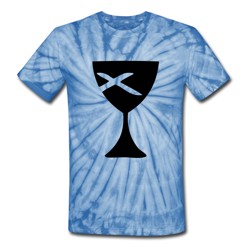 Communion Cup Tie Dye Tee - spider baby blue