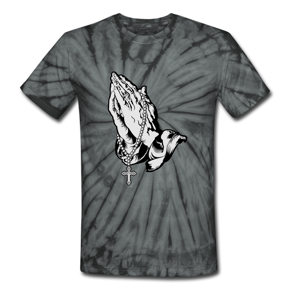Praying Hands Tie Dye Tee - spider black
