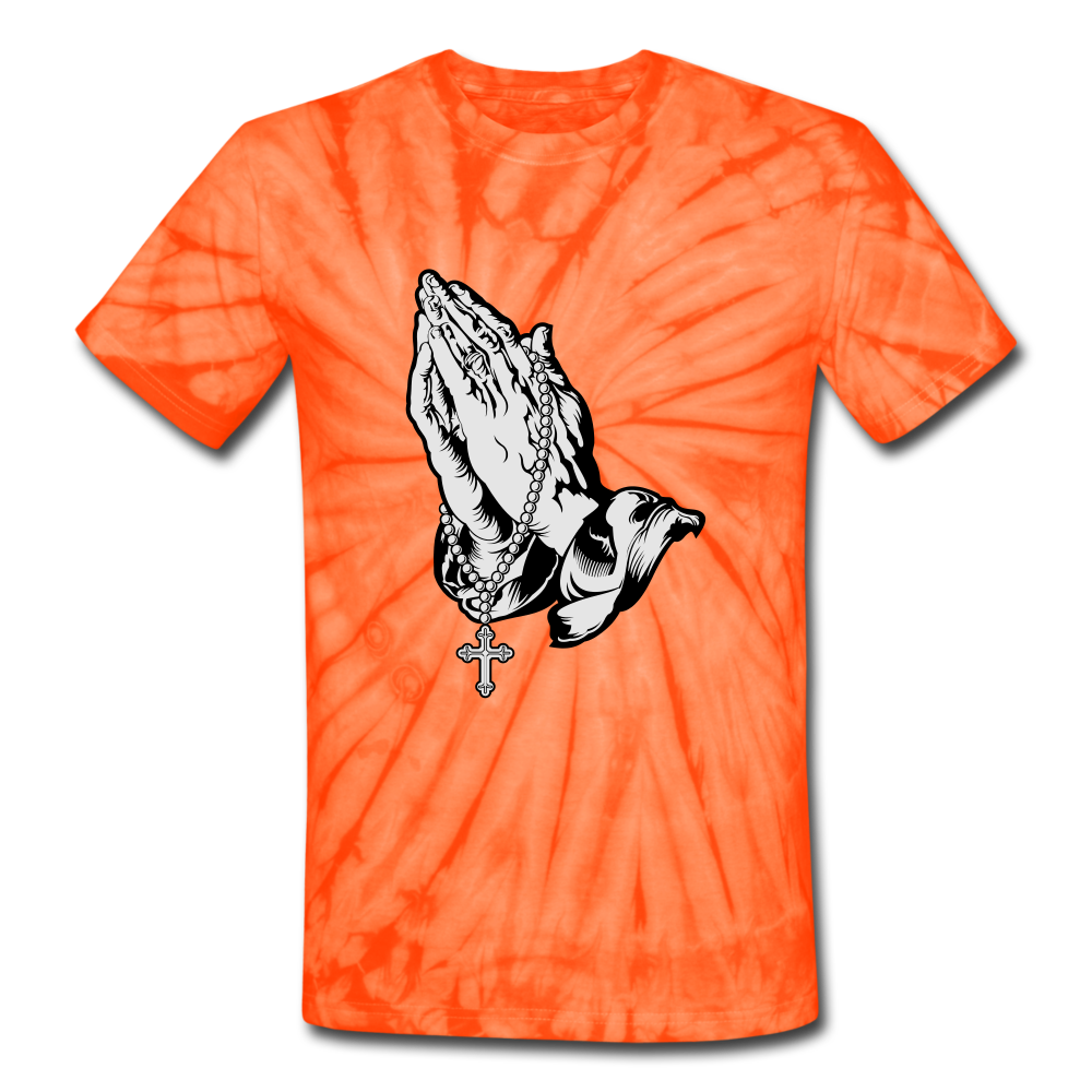 Praying Hands Tie Dye Tee - spider orange