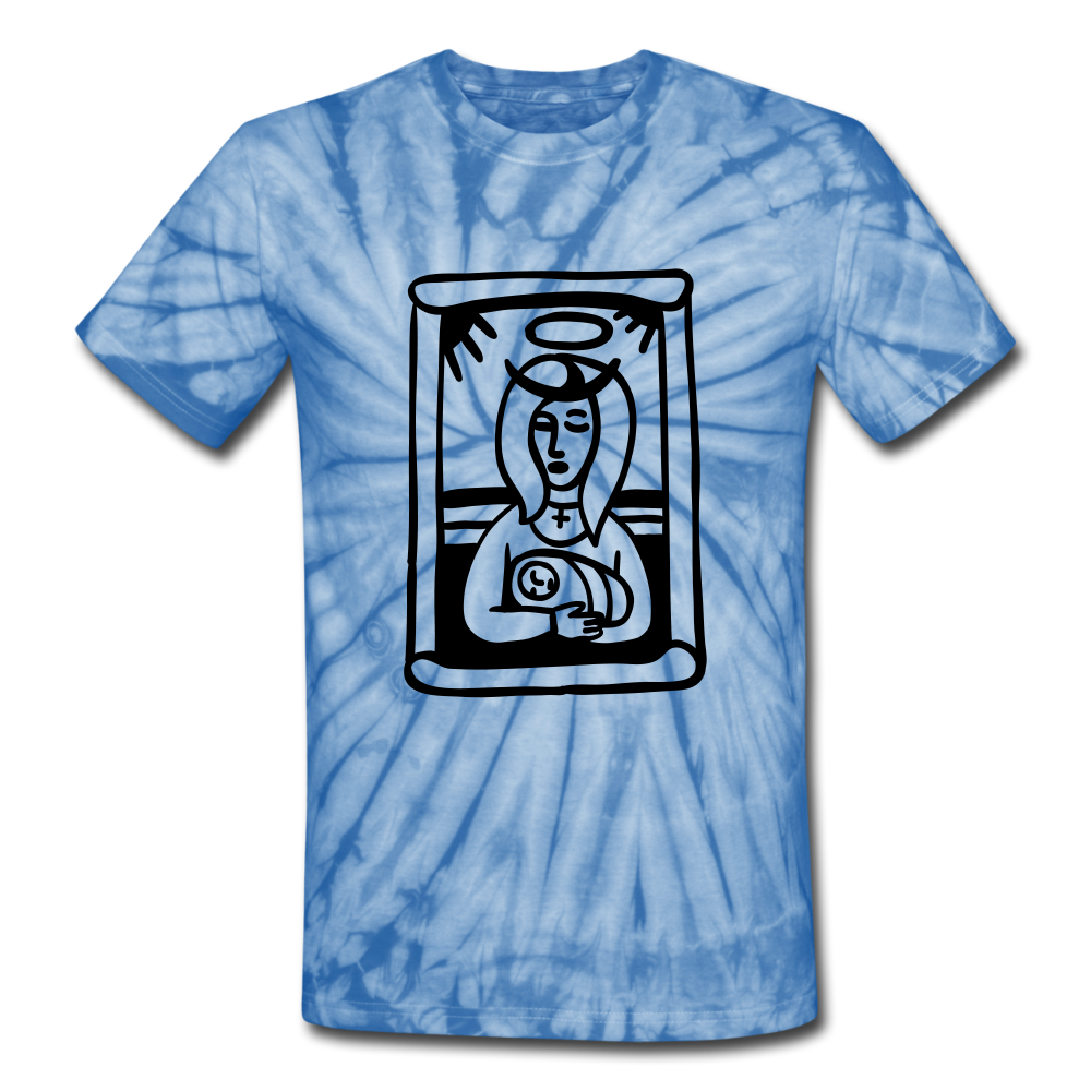 Mother Mary Tie Dye Tee - spider baby blue