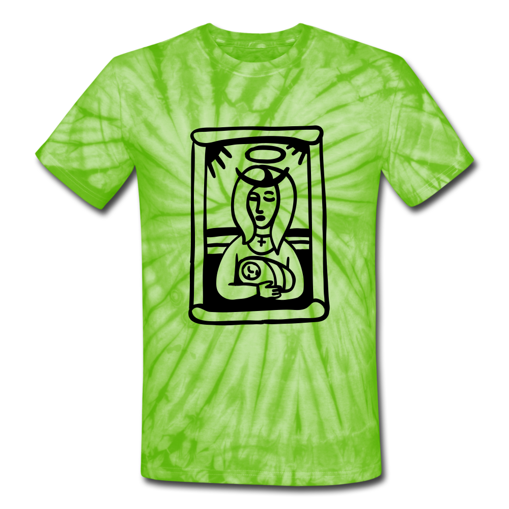 Mother Mary Tie Dye Tee - spider lime green