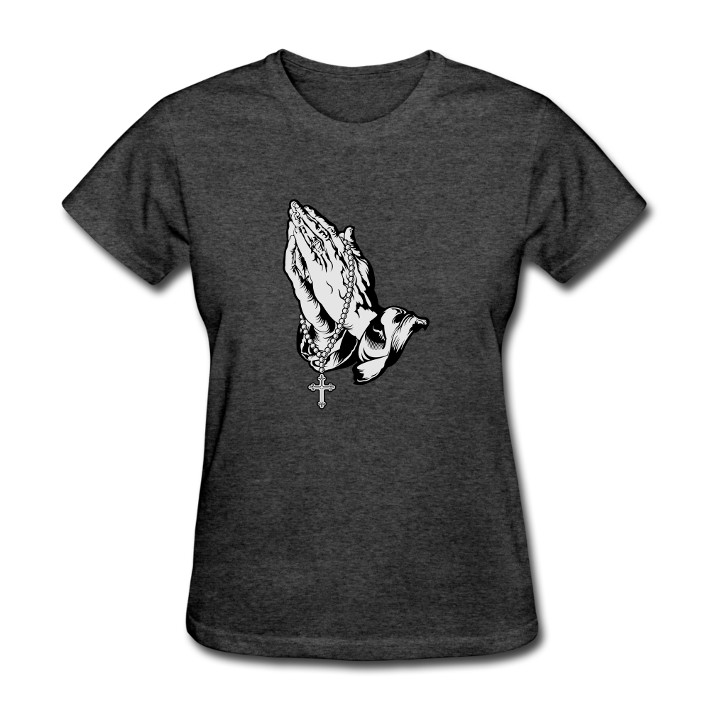 Praying Hands Women's Tee Heather - heather black