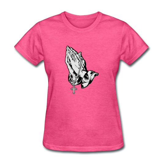 Praying Hands Women's Tee Heather - heather pink