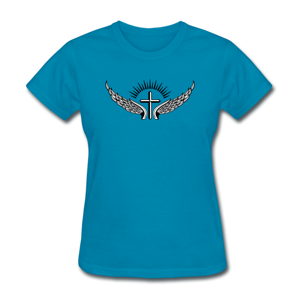 Winged Cross Women's Tee - turquoise