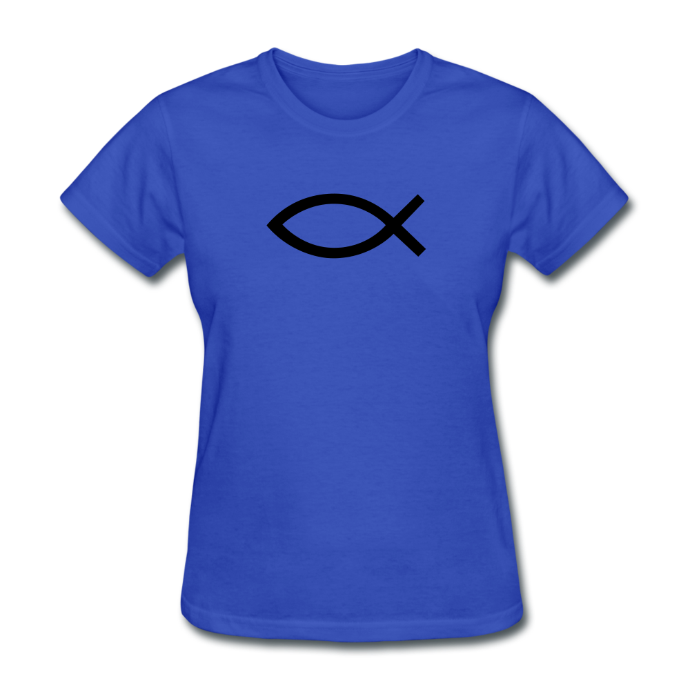 Blank Jesus Fish Women's Bright Tee - royal blue