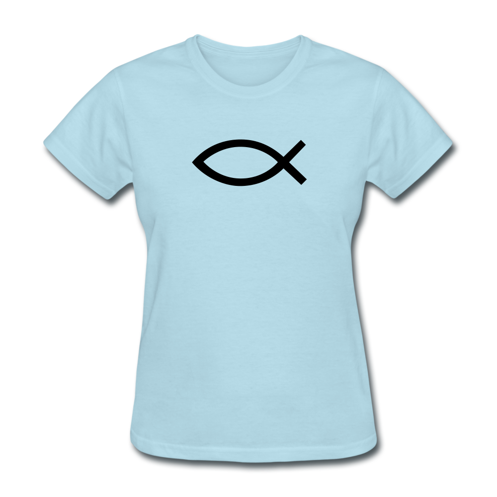 Blank Jesus Fish Women's Bright Tee - powder blue