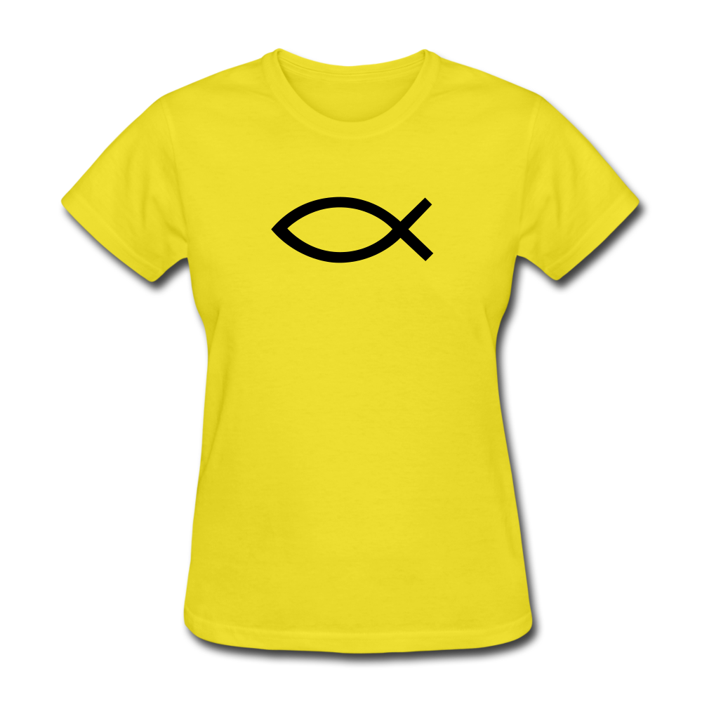 Blank Jesus Fish Women's Bright Tee - yellow