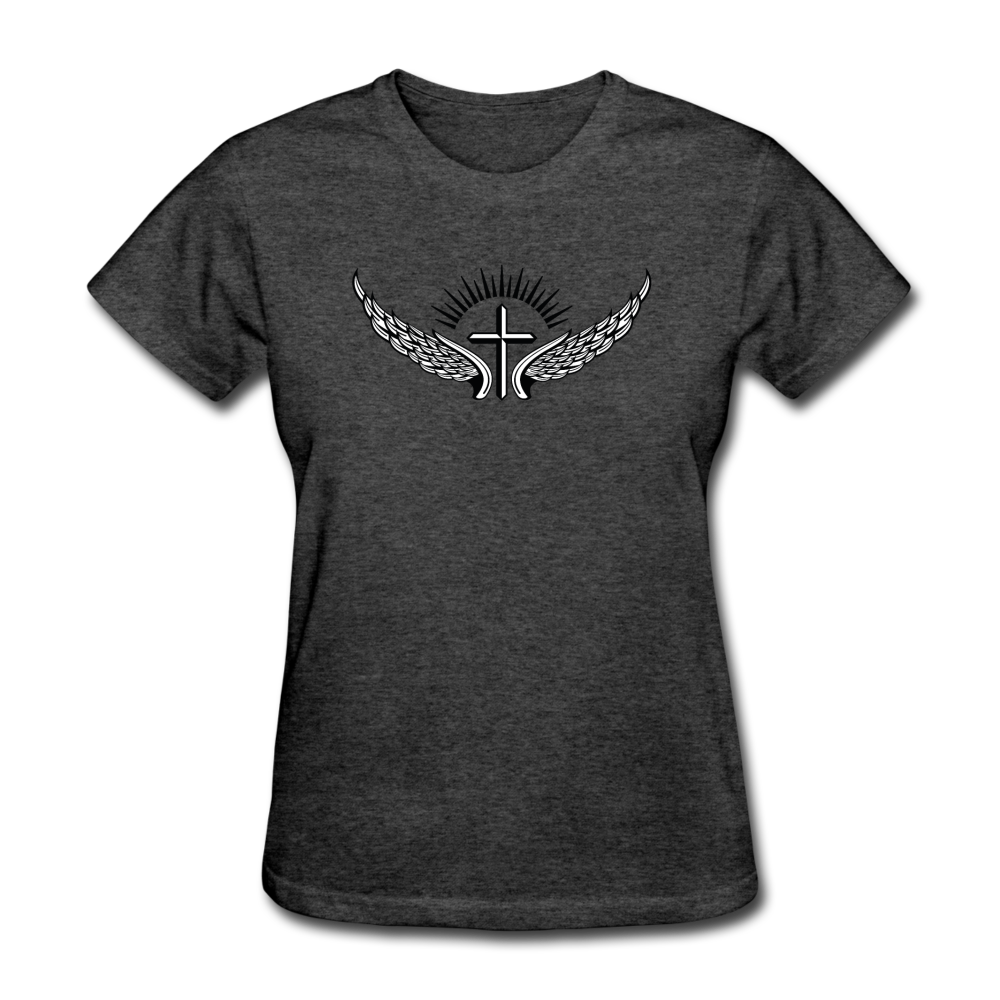 Winged Cross Women's Heather Tee - heather black