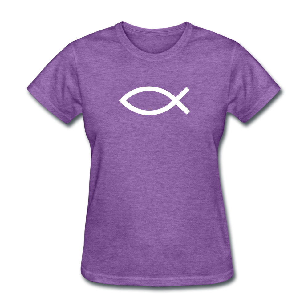 Blank Jesus Fish Women's Heather Tee - purple heather