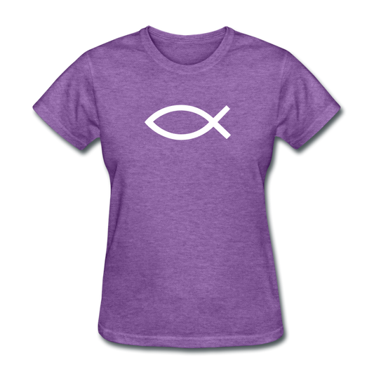 Blank Jesus Fish Women's Heather Tee - purple heather
