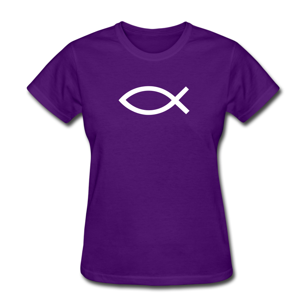 Blank Jesus Fish Women's Dark Tee - purple