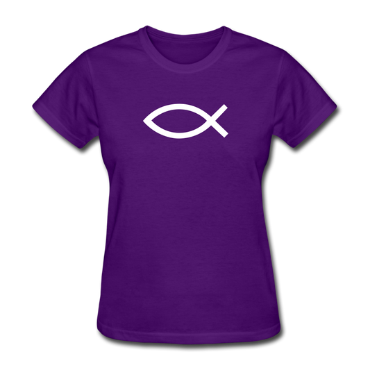 Blank Jesus Fish Women's Dark Tee - purple