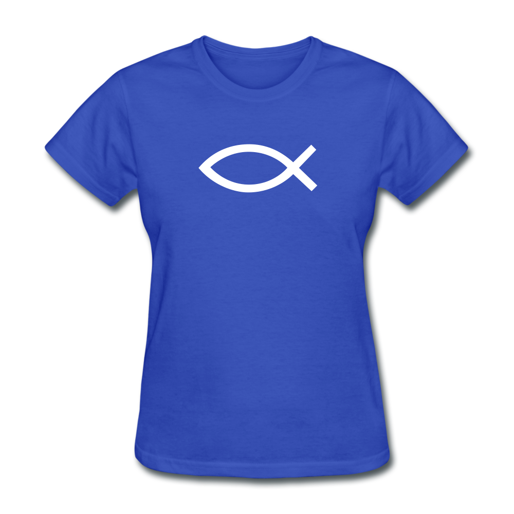 Blank Jesus Fish Women's Dark Tee - royal blue