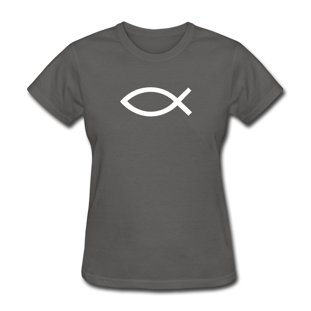 Blank Jesus Fish Women's Dark Tee - charcoal