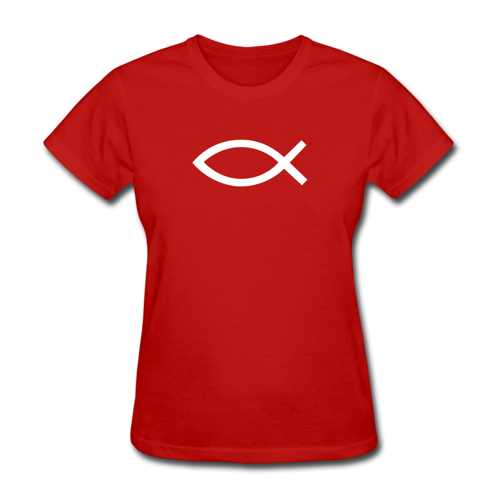 Blank Jesus Fish Women's Dark Tee - red
