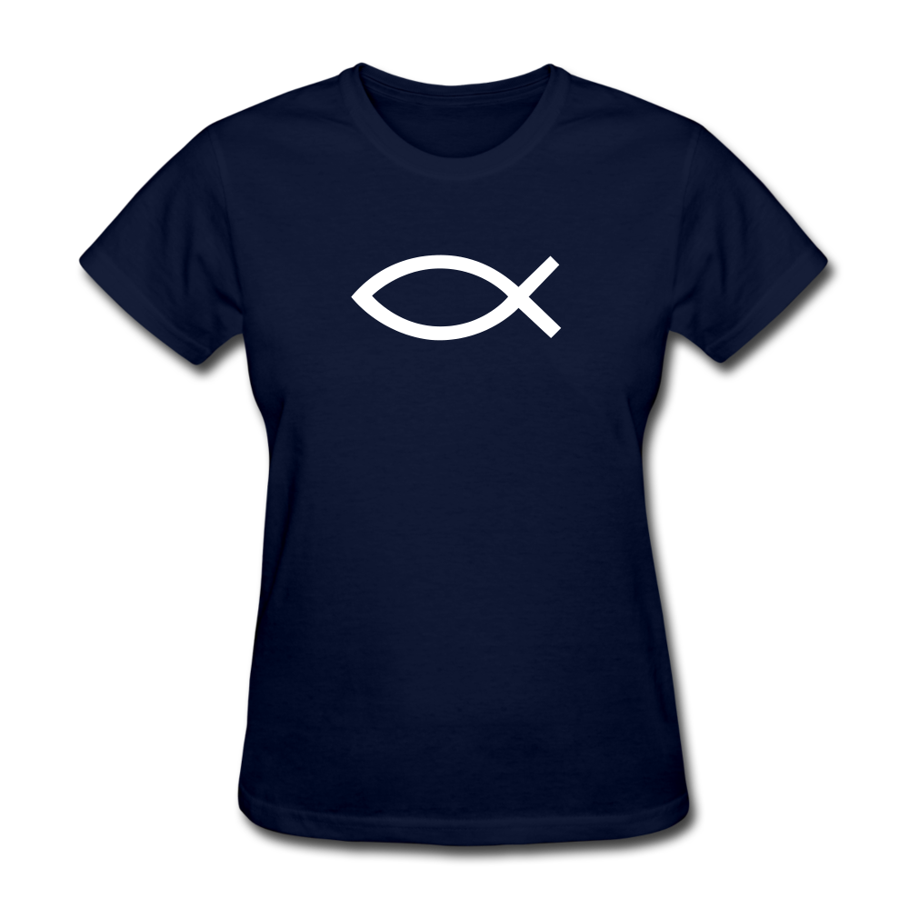 Blank Jesus Fish Women's Dark Tee - navy