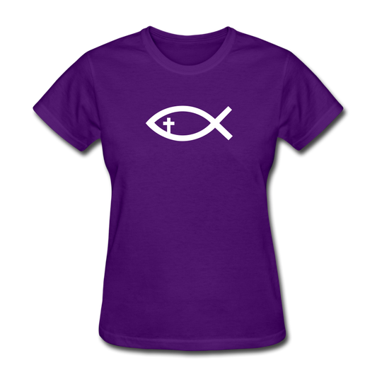 Cross Fish Women's Dark Tee - purple