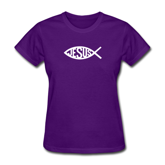 Jesus Fish Women's Dark Tee - purple