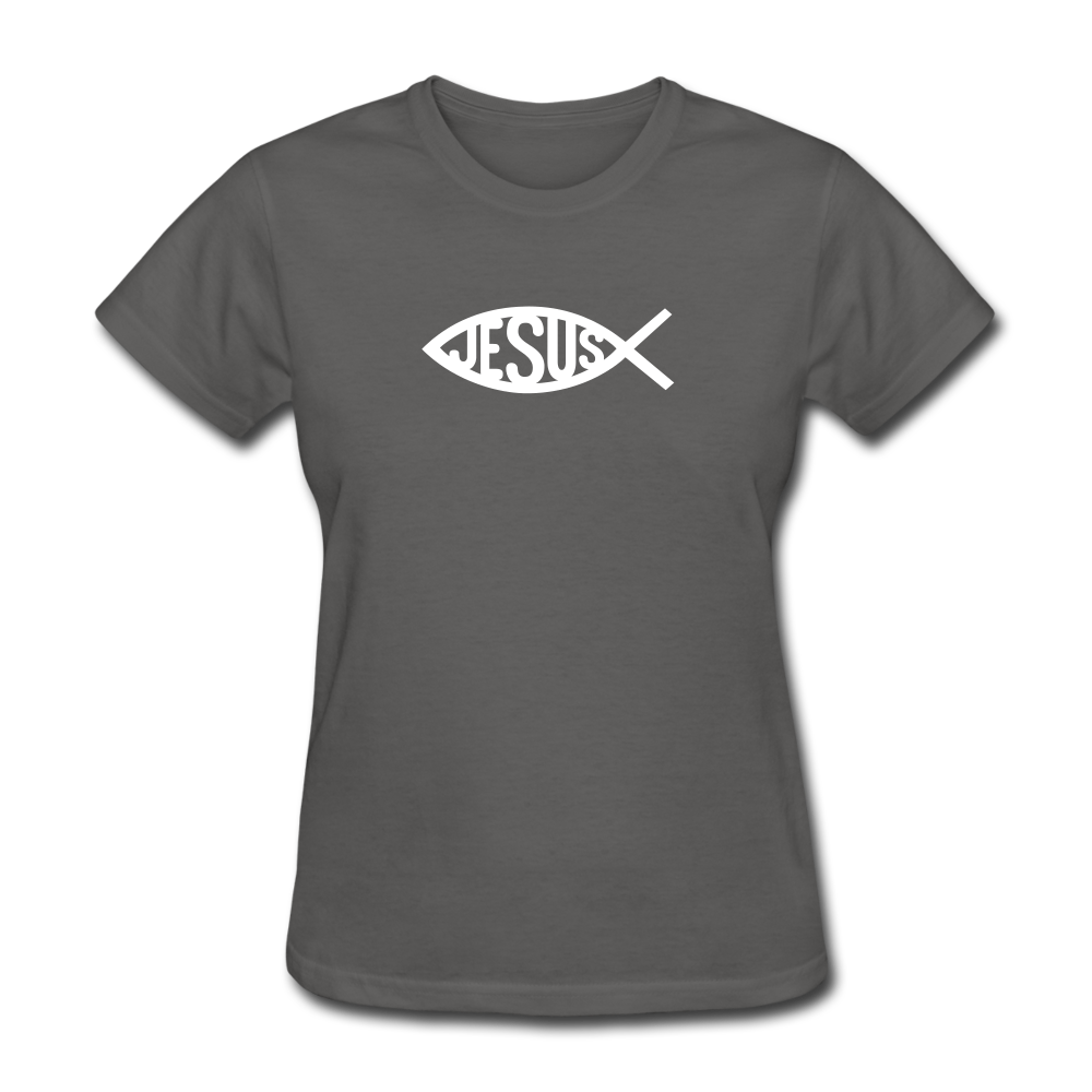 Jesus Fish Women's Dark Tee - charcoal