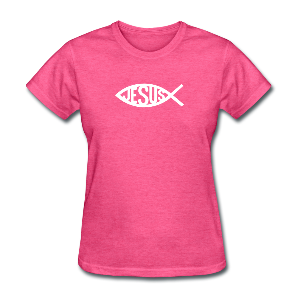 Jesus Fish Women's Heather Tee - heather pink
