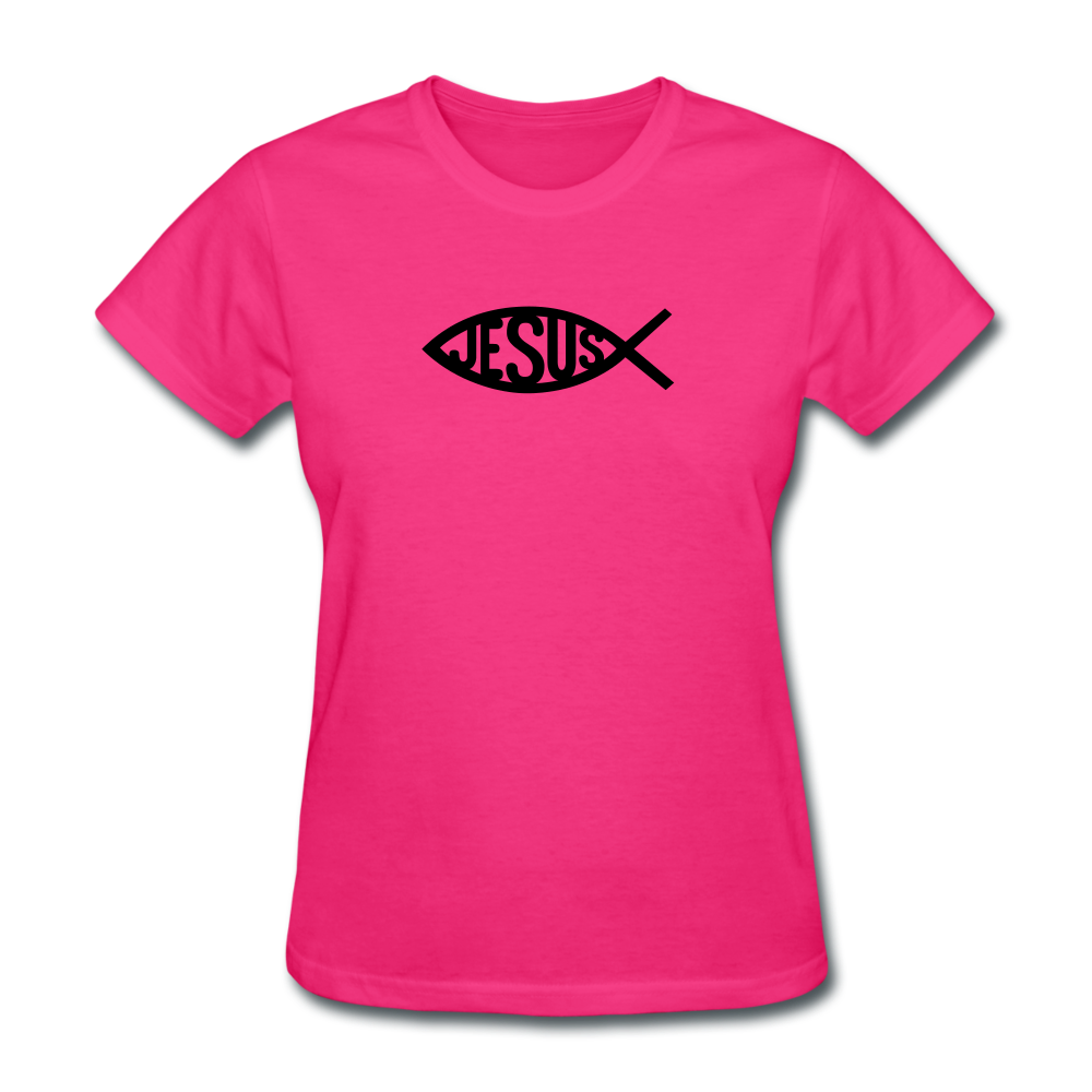 Jesus Fish Women's Bright Tee - fuchsia