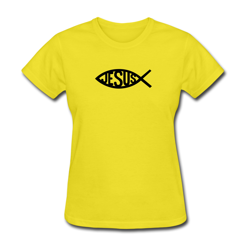 Jesus Fish Women's Bright Tee - yellow