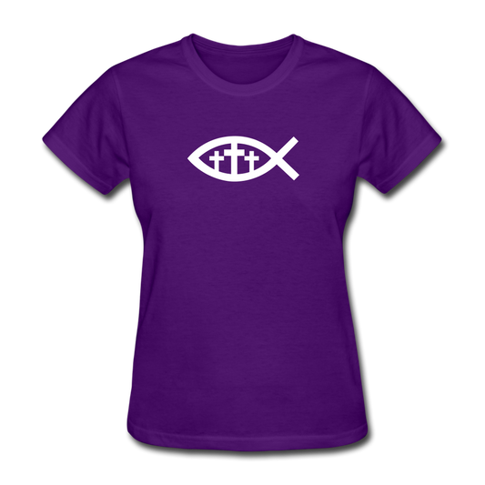Three Crosses Women's Dark Tee - purple