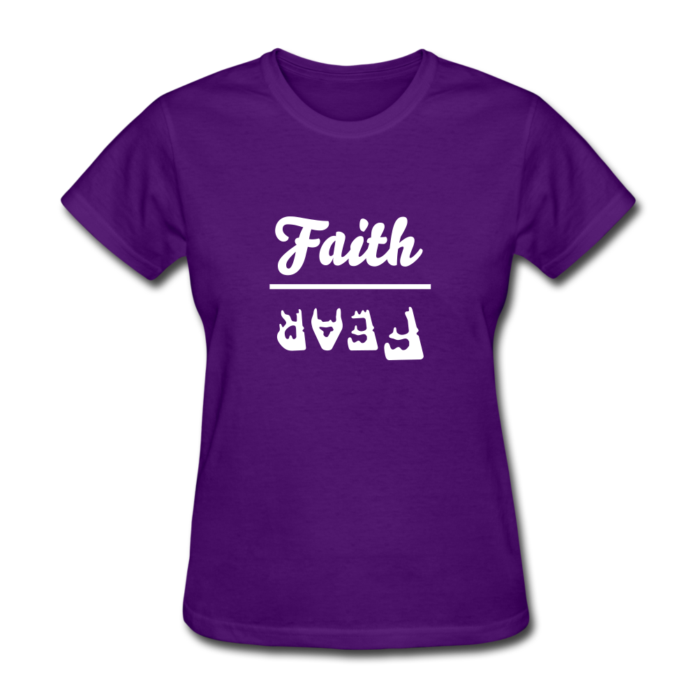 Faith over Fear Women's Dark Tee - purple