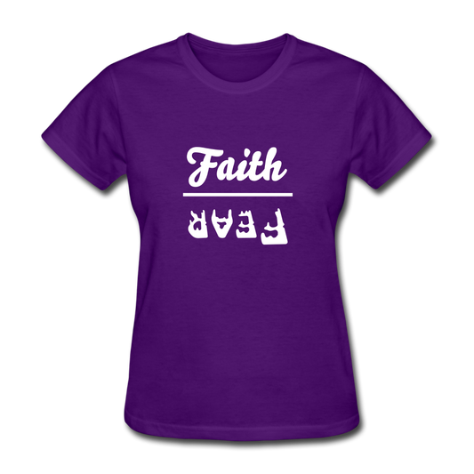 Faith over Fear Women's Dark Tee - purple