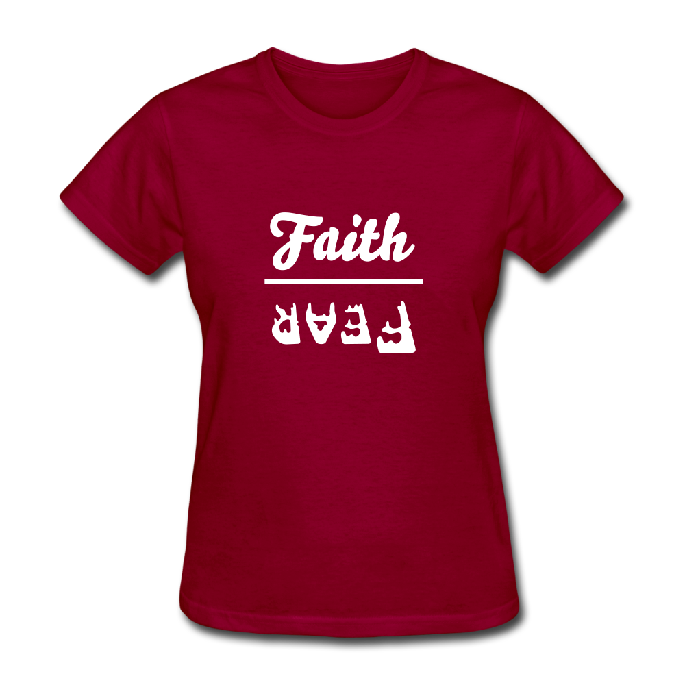 Faith over Fear Women's Dark Tee - dark red