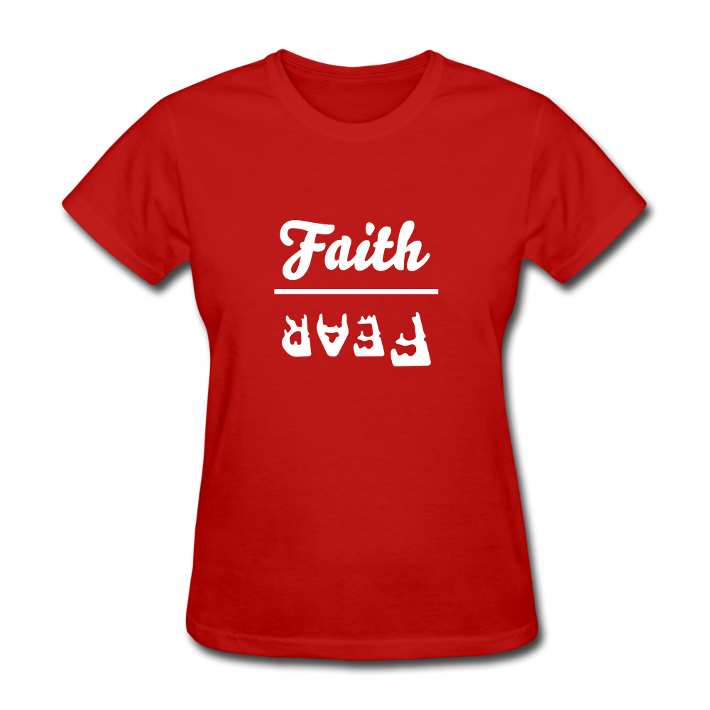 Faith over Fear Women's Dark Tee - red