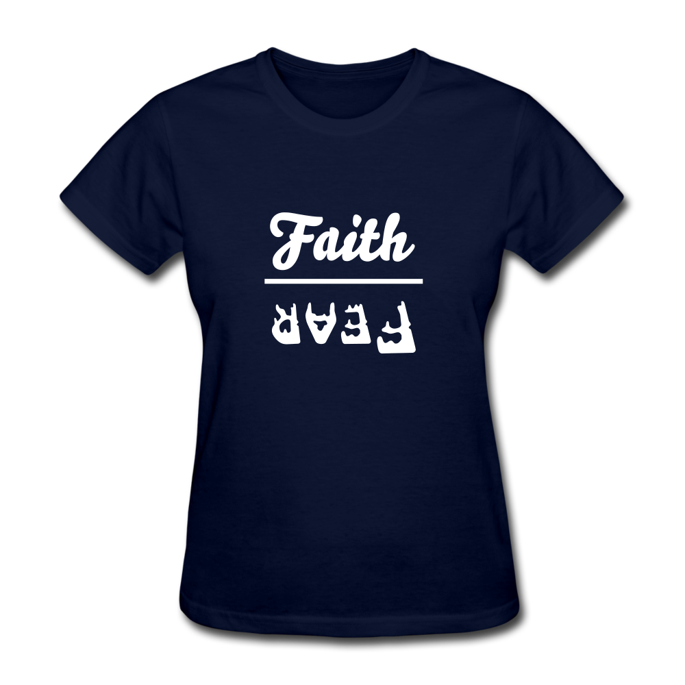 Faith over Fear Women's Dark Tee - navy