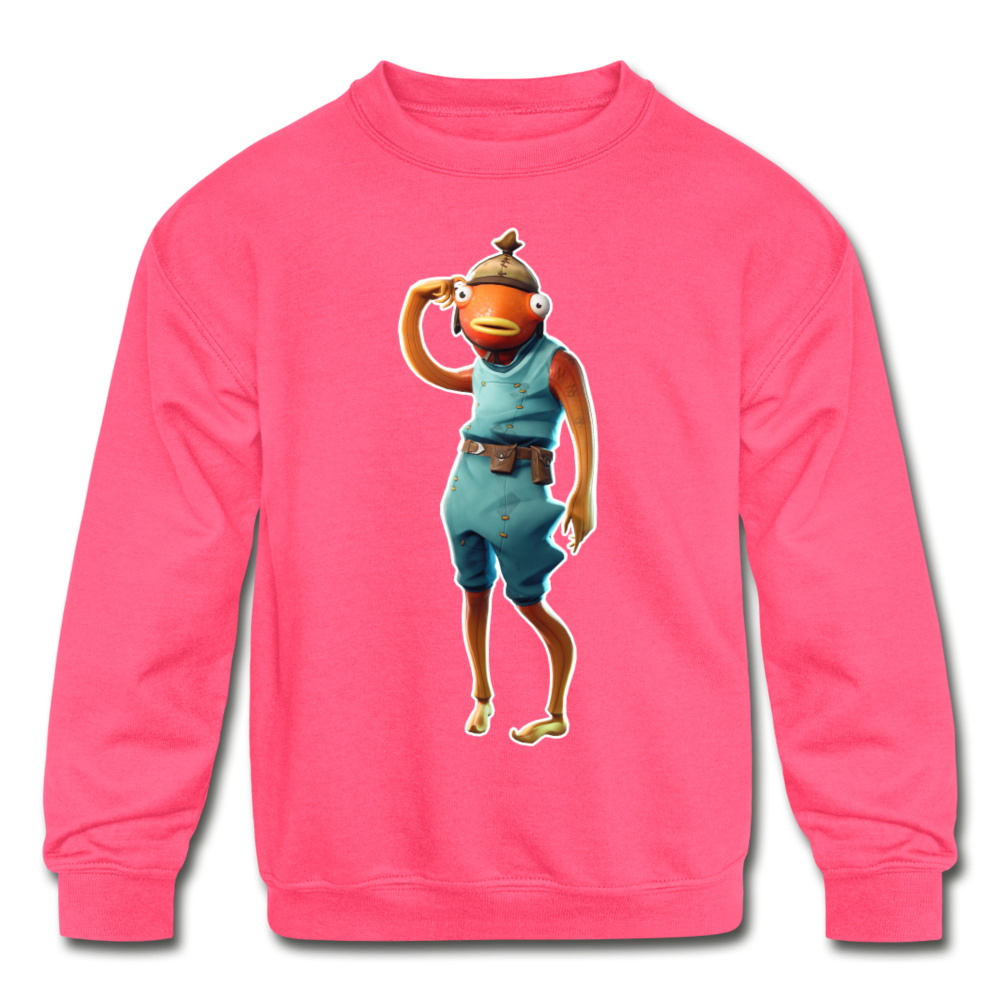 Tiko Kid's Crewneck Fortnite Video Game Sweatshirt - neon pink