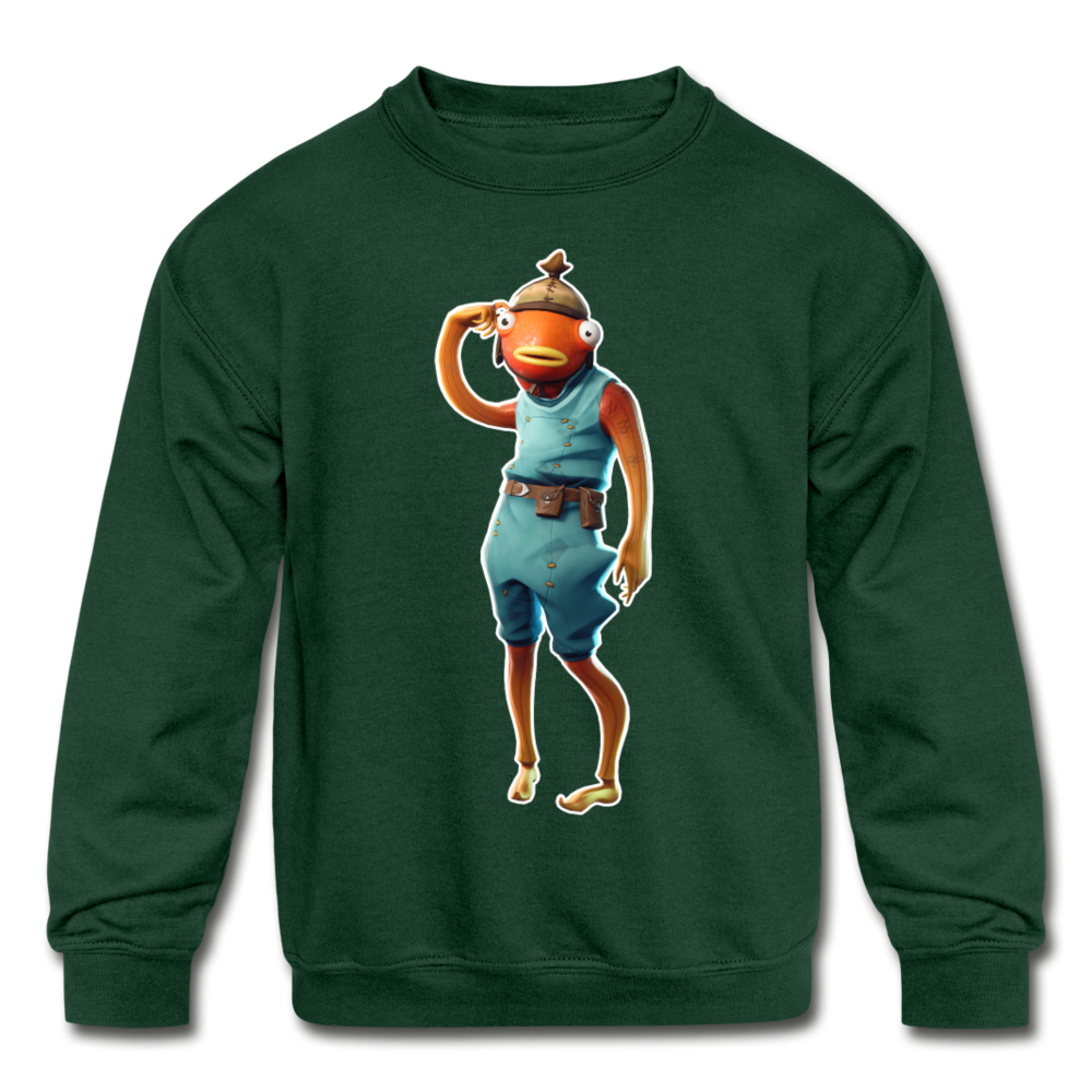 Tiko Kid's Crewneck Fortnite Video Game Sweatshirt - forest green