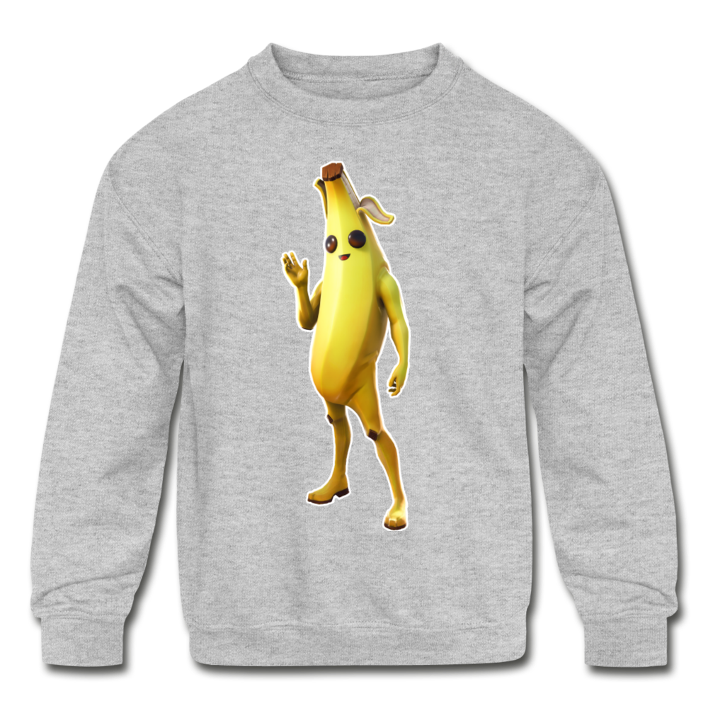 Peely Crewneck Fortnite Video Game Sweatshirt - heather gray