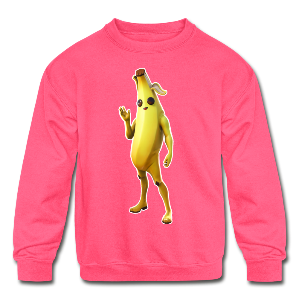 Peely Crewneck Fortnite Video Game Sweatshirt - neon pink