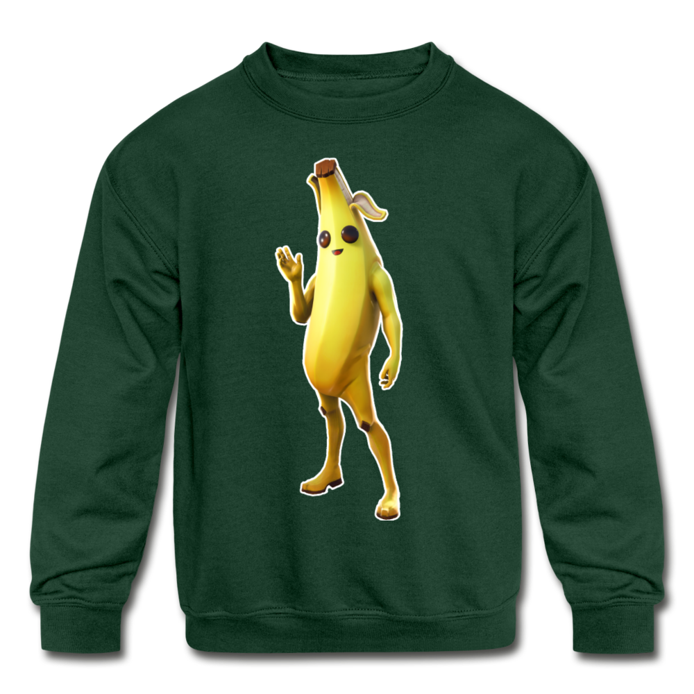 Peely Crewneck Fortnite Video Game Sweatshirt - forest green