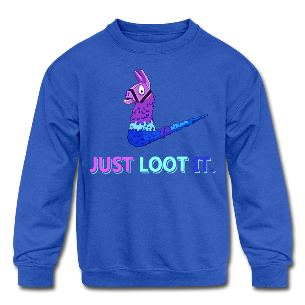 Just Loot It Kid's Crewneck Fortnite Video Game Sweatshirt - royal blue