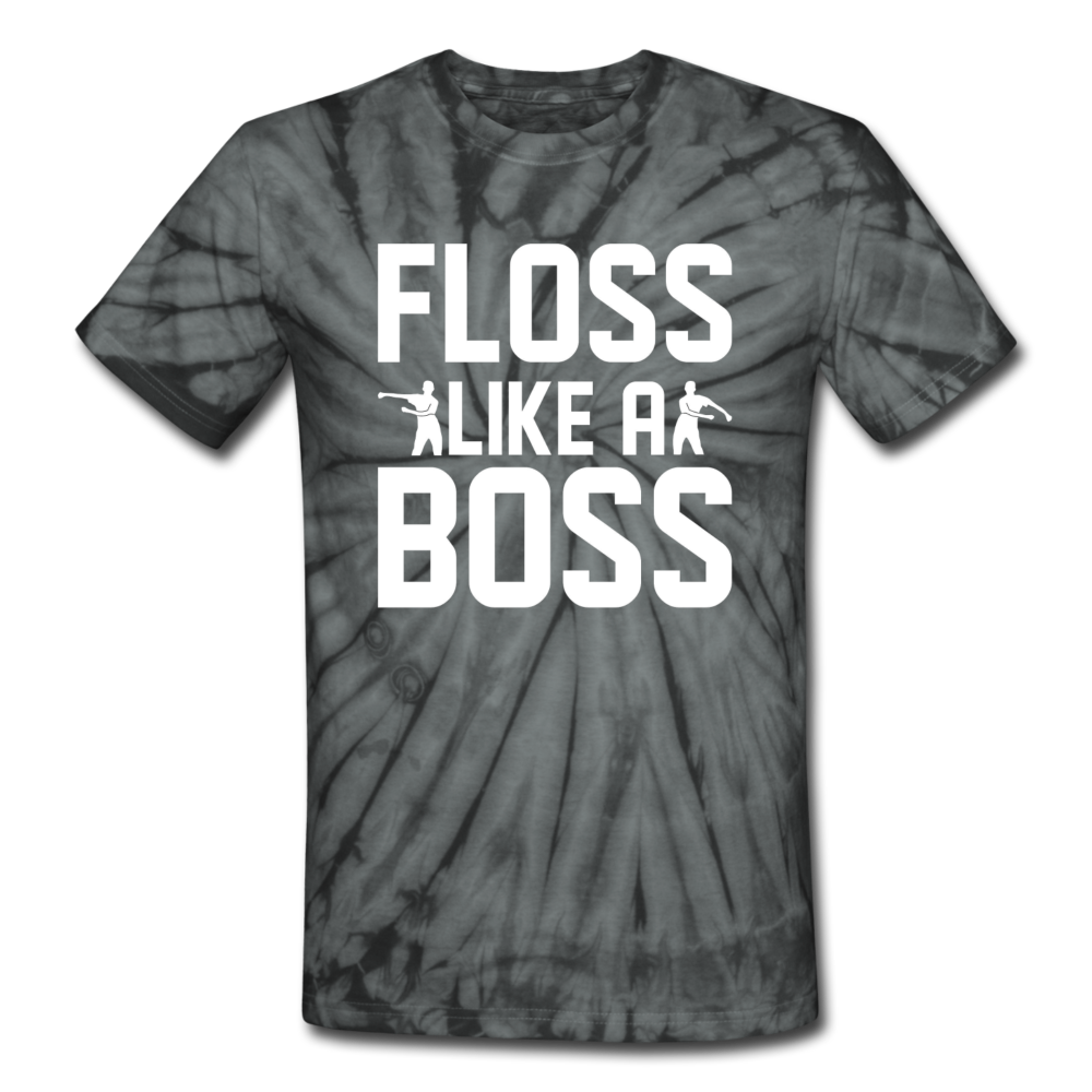 Floss Like A Boss Tie Dyenominte Fortnite Video Game T-Shirt - spider black