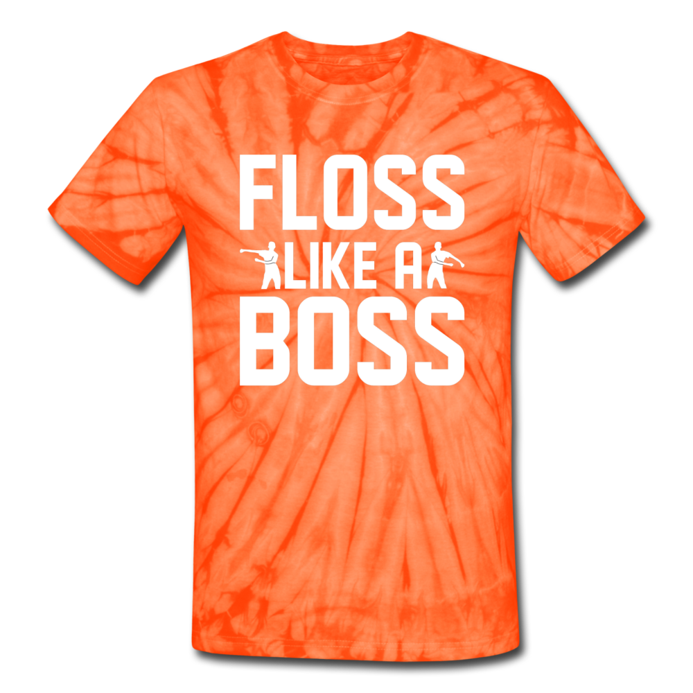 Floss Like A Boss Tie Dyenominte Fortnite Video Game T-Shirt - spider orange
