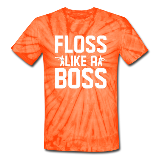 Floss Like A Boss Tie Dyenominte Fortnite Video Game T-Shirt - spider orange