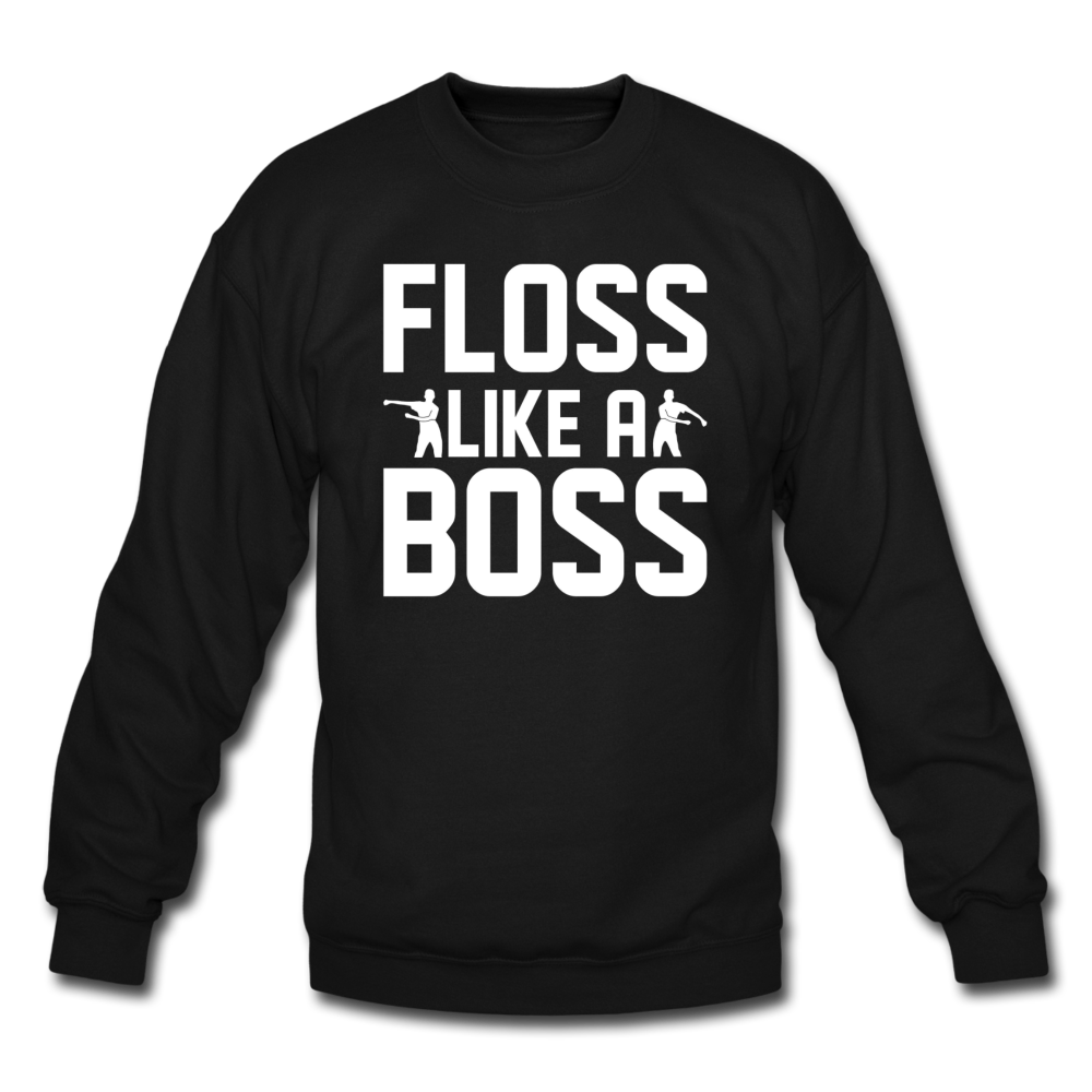 Floss Like A Boss Crewneck Fortnite Video Game Sweatshirt - black
