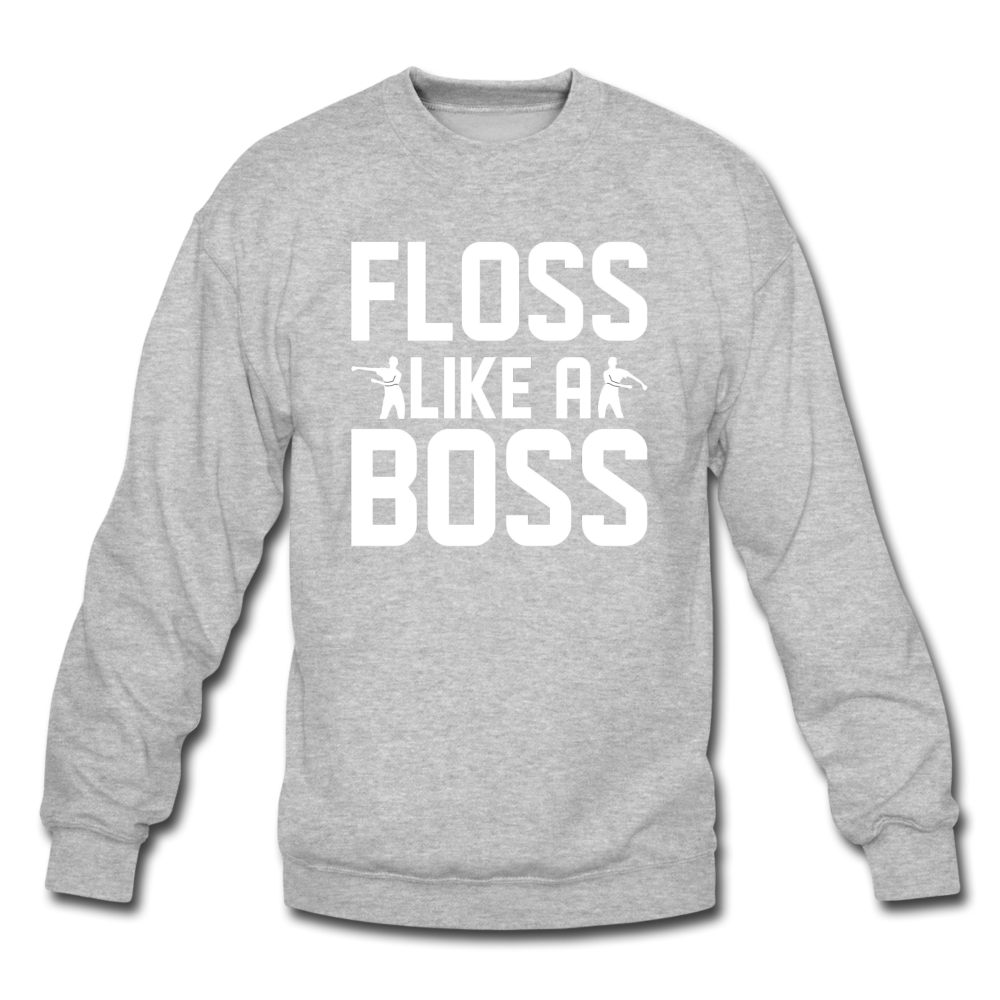 Floss Like A Boss Crewneck Fortnite Video Game Sweatshirt - heather gray
