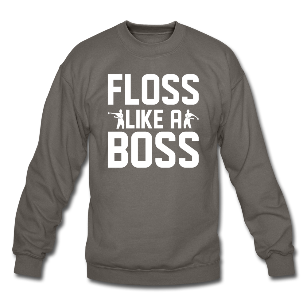 Floss Like A Boss Crewneck Fortnite Video Game Sweatshirt - asphalt gray