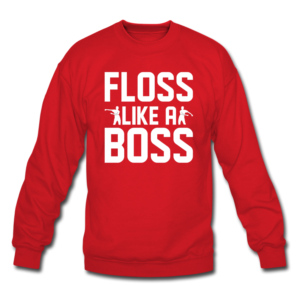 Floss Like A Boss Crewneck Fortnite Video Game Sweatshirt - red