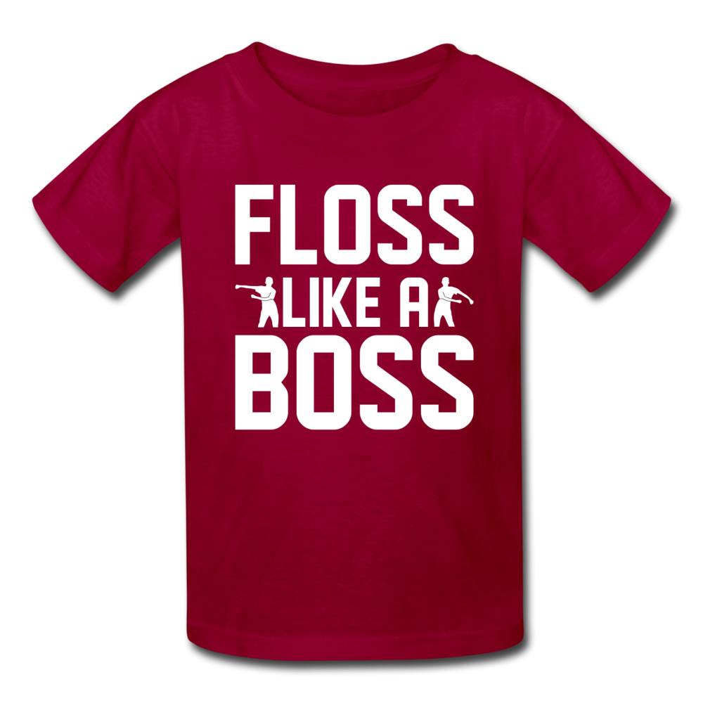 Floss Like A Boss Kid's Fortnite Video Game T-Shirt - dark red
