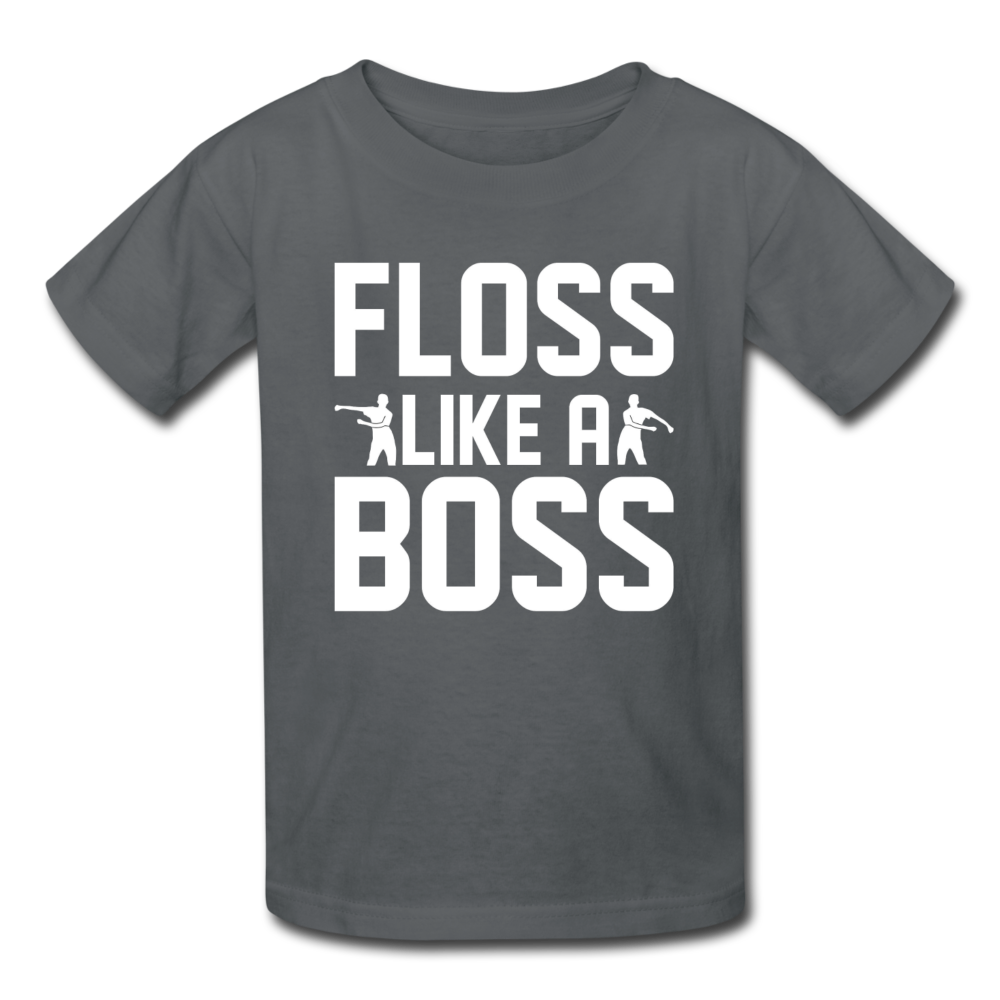 Floss Like A Boss Kid's Fortnite Video Game T-Shirt - charcoal