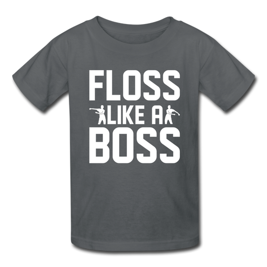 Floss Like A Boss Kid's Fortnite Video Game T-Shirt - charcoal