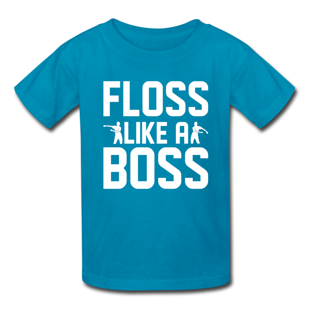 Floss Like A Boss Kid's Fortnite Video Game T-Shirt - turquoise